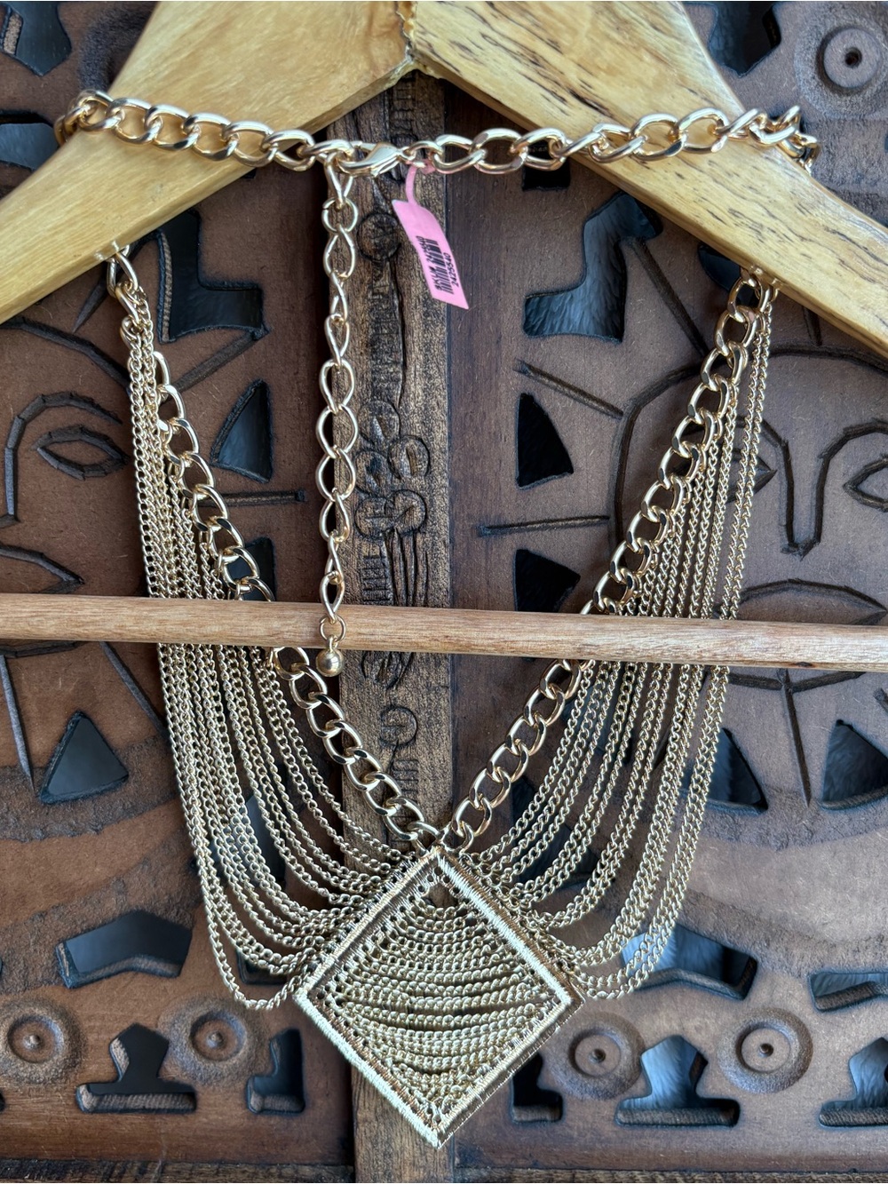 UNBRANDED Gold Tone Multi-Chain Statement Necklace - B/M Alloy Stainless Steel - Picture 4 of 6